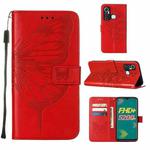 For Infinix Hot 11 Embossed Butterfly Leather Phone Case(Red)