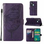 For Infinix Hot 11 Embossed Butterfly Leather Phone Case(Dark Purple)