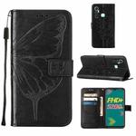 For Infinix Hot 11 Embossed Butterfly Leather Phone Case(Black)