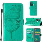 For Infinix Hot 11 Embossed Butterfly Leather Phone Case(Green)