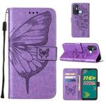 For Infinix Hot 11 Embossed Butterfly Leather Phone Case(Light Purple)