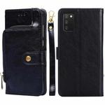 For Samsung Galaxy A03s 165.85mm Zipper Bag PU + TPU Horizontal Flip Leather Phone Case(Black)