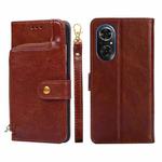 For Honor 50 SE Zipper Bag PU + TPU Horizontal Flip Leather Phone Case(Brown)