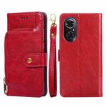 For Honor 50 SE Zipper Bag PU + TPU Horizontal Flip Leather Phone Case(Red)