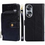 For Honor 70 Zipper Bag PU + TPU Horizontal Flip Leather Phone Case(Black)