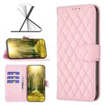 For OPPO Find X5 Diamond Lattice Wallet Leather Flip Phone Case(Pink)