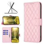 For vivo Y21 / Y17 / Y21s Diamond Lattice Wallet Leather Flip Phone Case(Pink)