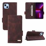 For iPhone 14 Magnetic Clasp Leather Phone Case (Brown)