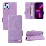For iPhone 14 Plus Magnetic Clasp Leather Phone Case (Purple)