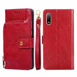 For Sony Xperia Ace II Zipper Bag PU + TPU Horizontal Flip Leather Phone Case(Red)