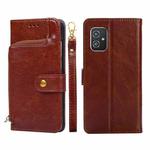 For Asus ZenFone 8 ZS590KS Zipper Bag PU + TPU Horizontal Flip Leather Phone Case(Brown)