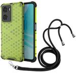 For OPPO A57 4G Global Lanyard Honeycomb Phone Case(Green)