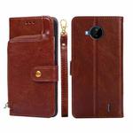 For Nokia C20 Plus Zipper Bag PU + TPU Horizontal Flip Leather Phone Case(Brown)