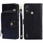 For Nokia C21 Plus Zipper Bag PU + TPU Horizontal Flip Leather Phone Case(Black)