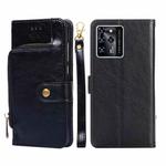 For ZTE Blade V30 Zipper Bag PU + TPU Horizontal Flip Leather Phone Case(Black)