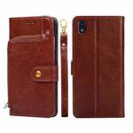 For ZTE Blade L210 Zipper Bag PU + TPU Horizontal Flip Leather Phone Case(Brown)