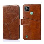 For Infinix Smart HD 2021 X612 Geometric Stitching Horizontal Flip Leather Phone Case(Light Brown)
