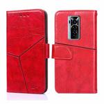 For Tecno Phantom X Geometric Stitching Horizontal Flip Leather Phone Case(Red)