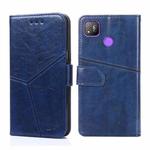 For Tecno Pop 4 Geometric Stitching Horizontal Flip Leather Phone Case(Blue)