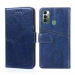 For Tecno Spark 7 Geometric Stitching Horizontal Flip Leather Phone Case(Blue)