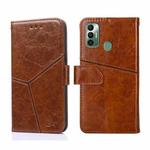 For Tecno Spark 7 Geometric Stitching Horizontal Flip Leather Phone Case(Light Brown)