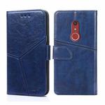 For Fujitsu Arrows Be4 Plus F-41B Geometric Stitching Horizontal Flip Leather Phone Case(Blue)