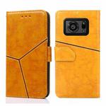 For Sharp Aquos R6 Geometric Stitching Horizontal Flip Leather Phone Case(Yellow)