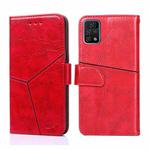 For UMIDIGI A11 Pro Max Geometric Stitching Horizontal Flip Leather Phone Case(Red)