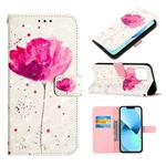 For iPhone 14 3D Painting Horizontal Flip Leather Phone Case (A Flower)