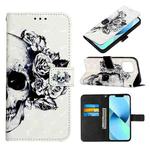 For iPhone 14 3D Painting Horizontal Flip Leather Phone Case (Skull)