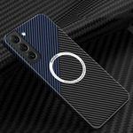 For Samsung Galaxy S22 5G Carbon Fiber Texture MagSafe Magnetic Phone Case(Black Blue)
