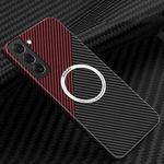 For Samsung Galaxy S22 5G Carbon Fiber Texture MagSafe Magnetic Phone Case(Black Red)