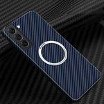 For Samsung Galaxy S22 Plus 5G Carbon Fiber Texture MagSafe Magnetic Phone Case(Blue)