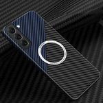 For Samsung Galaxy S22 Plus 5G Carbon Fiber Texture MagSafe Magnetic Phone Case(Black Blue)