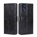 For Motorola Moto G 5G 2022 Geometric Stitching Horizontal Flip Leather Phone Case(Black)