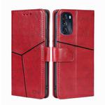 For Motorola Moto G 5G 2022 Geometric Stitching Horizontal Flip Leather Phone Case(Red)