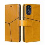 For Motorola Moto G 5G 2022 Geometric Stitching Horizontal Flip Leather Phone Case(Yellow)