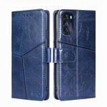 For Motorola Moto G 5G 2022 Geometric Stitching Horizontal Flip Leather Phone Case(Blue)
