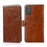 For Motorola Moto G Power 2022 Geometric Stitching Horizontal Flip Leather Phone Case(Light Brown)