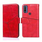 For Motorola Moto G Pure Geometric Stitching Horizontal Flip Leather Phone Case(Red)