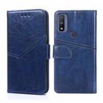 For Motorola Moto G Pure Geometric Stitching Horizontal Flip Leather Phone Case(Blue)