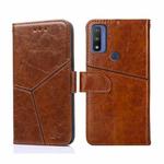 For Motorola Moto G Pure Geometric Stitching Horizontal Flip Leather Phone Case(Light Brown)