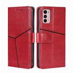 For Motorola Moto G42 4G Geometric Stitching Horizontal Flip Leather Phone Case(Red)