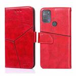 For Motorola Moto G50 Geometric Stitching Horizontal Flip Leather Phone Case(Red)