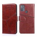 For Motorola Moto G50 Geometric Stitching Horizontal Flip Leather Phone Case(Dark Brown)