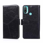 For Motorola Moto E20 Geometric Stitching Horizontal Flip Leather Phone Case(Black)
