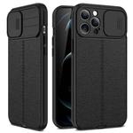 For iPhone 14 Litchi Texture Sliding Camshield TPU Protective Phone Case (Black)