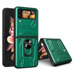For Samsung Galaxy Z Flip4 Sliding Camshield Card Phone Case(Dark Green)
