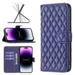 For iPhone 14 Pro Diamond Lattice Wallet Leather Flip Phone Case(Blue)