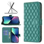Diamond Lattice Wallet Leather Flip Phone Case For iPhone 14 Max(Green)